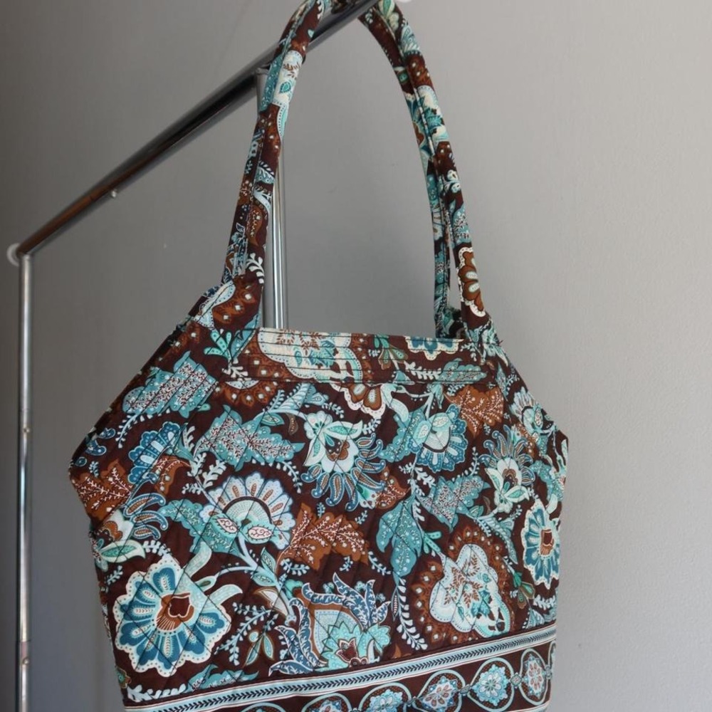 Vera Bradley Java Blue‎ Floral Quilted Cotton Tote Bag